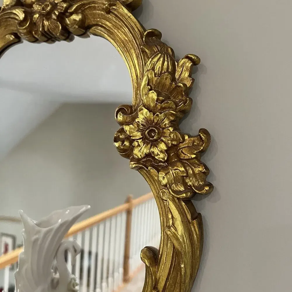 Vintage Syroco Gold Mirror Shelf Hollywood Regency Wall Decor